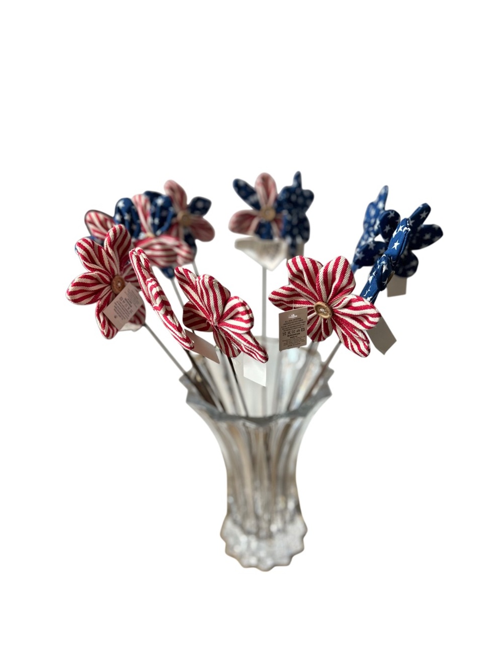 NWT Rae Dunn Patriotic Fabric Flowers Set 4th of July Decor